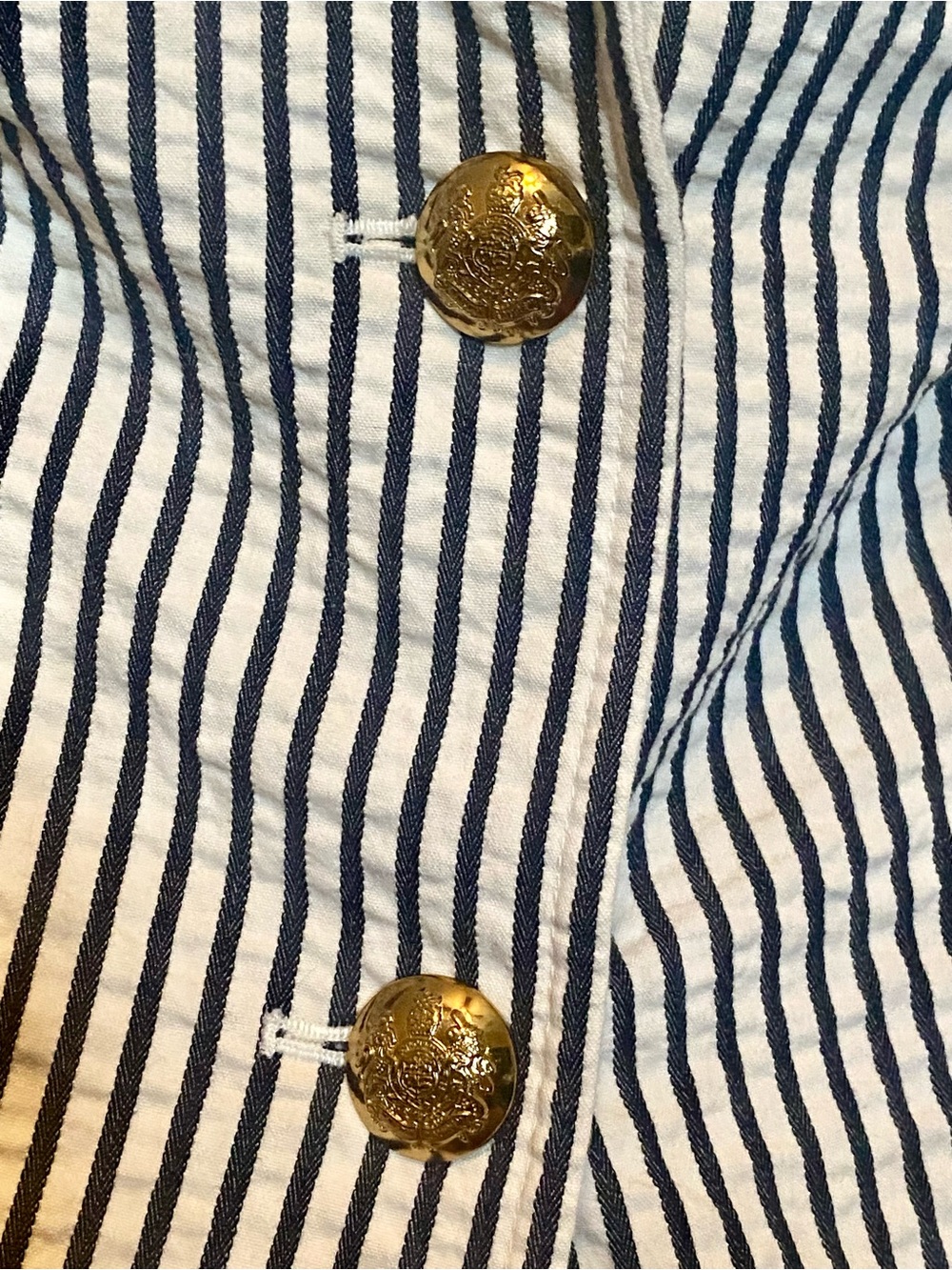 Ralph Lauren Navy & White Striped Blazer with Embroidered Crest - Picture 4 of 5